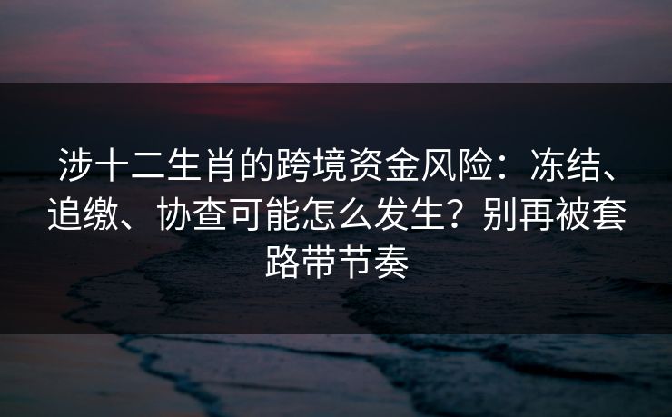 涉十二生肖的跨境资金风险:冻结、追缴、协查可能怎么发生?别再被套路带节奏